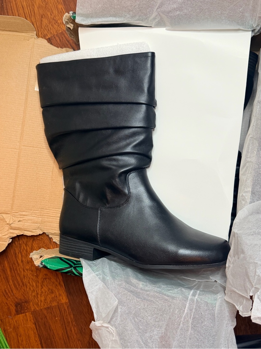 East 5th Black Slouch Mid-Calf Heeled Boots